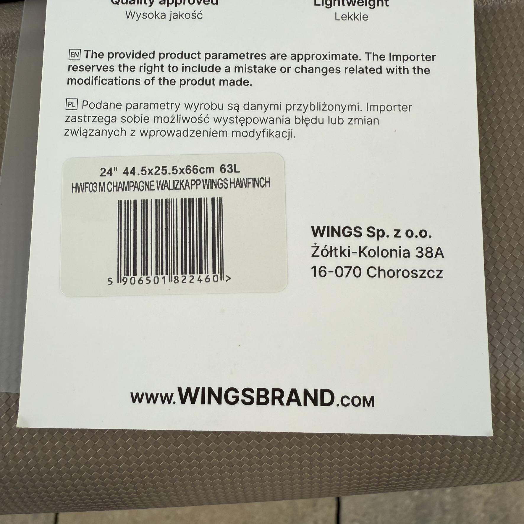 Валіза дорожня з поліпропілену Wings HWF03 M Шампань(30631271) - фото 8