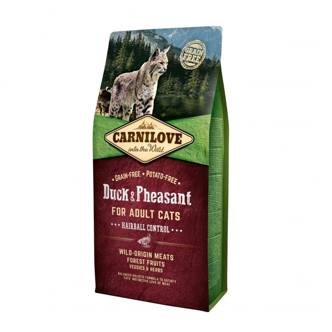 Корм сухий Carnilove Cat Hairball Controll для дорослих котів для виведення шерстяних грудочок з качкою та фазаном 6 кг