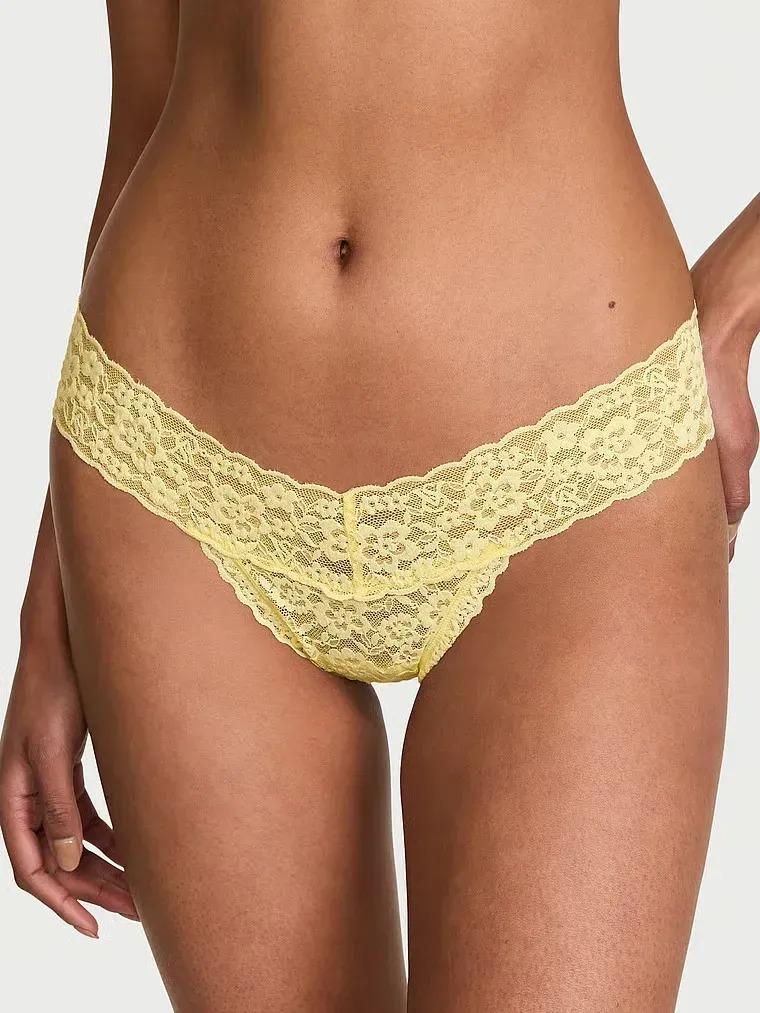 Трусики стринги Victoria's Secret The Lacie Lace Thong Panty Lemonade M Желтый (27231297)
