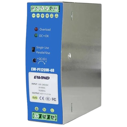 Блок питания с защитой от короткого замыкания Ewind EW-PI120W-48 120 Вт на DIN-рейке Синий (31330187)