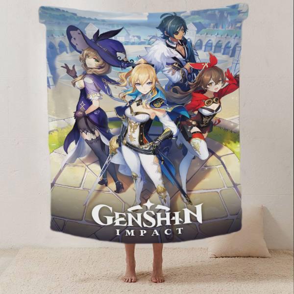 Плед плюшевый с 3D рисунком велюр Genshin impact Геншин Импакт 135х160 см (120222468В)