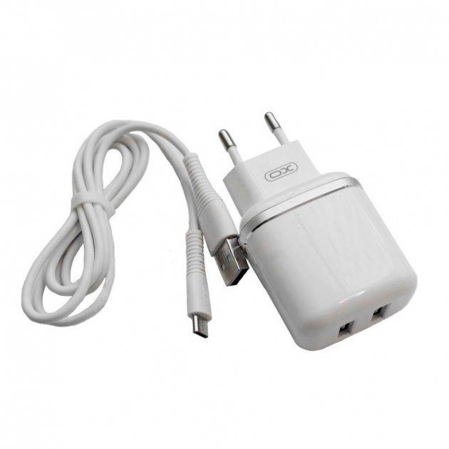 Зарядний пристрій Xo L69 2xUSB 2,4А micro-USB White - фото 2