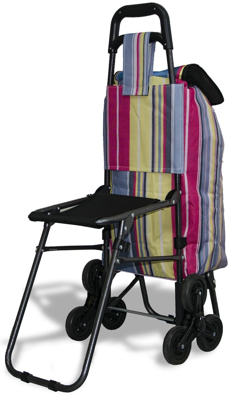 Сумка-тележка хозяйственная со стулом ось на трех колесах №3 (1007788-3-2)