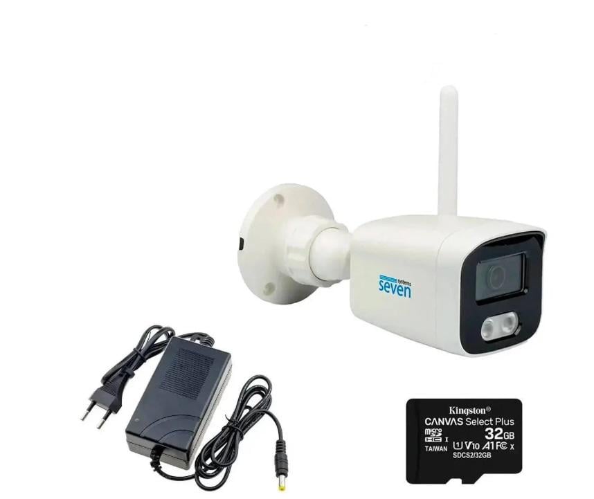Комплект видеонаблюдения SEVEN KS-7224WF-4MP на 1 цилиндрическую Wi-Fi 4 Мп IP-камеру