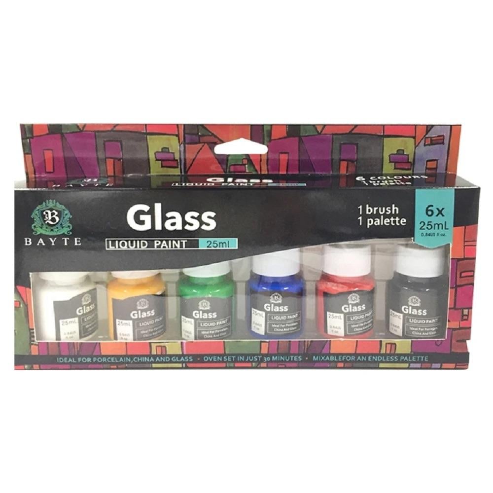 Краски акриловые с кисточкой по стеклу 25 мл (WW01939ST)