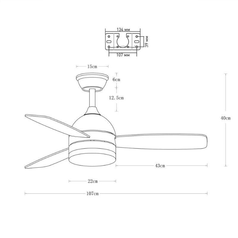 Світильник світлодіодний з вентилятором LM FAN Wood 48W/18W R APP 1060x390 мм 220V IP20 White/Wood - фото 2