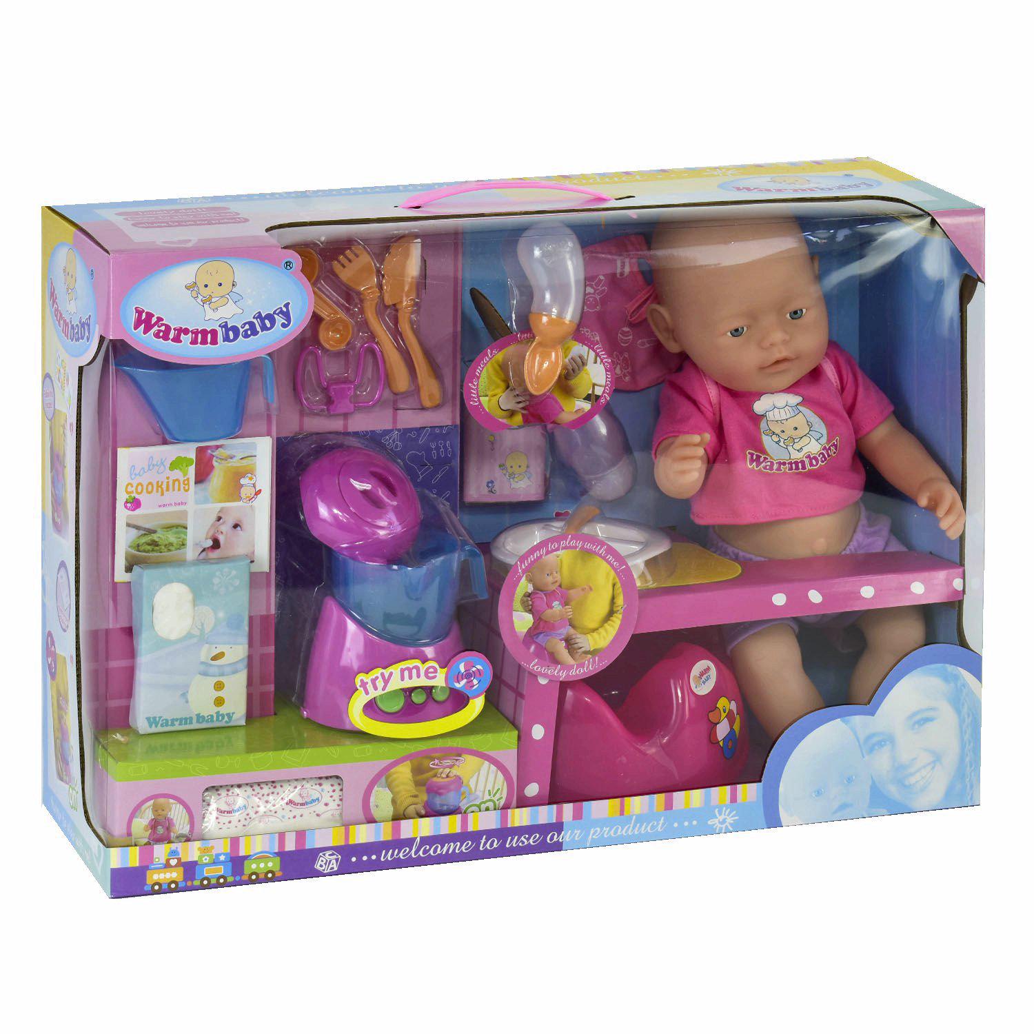 Пупс Warm Baby интерактивный с горшком и кухонными аксессуарами (9593)