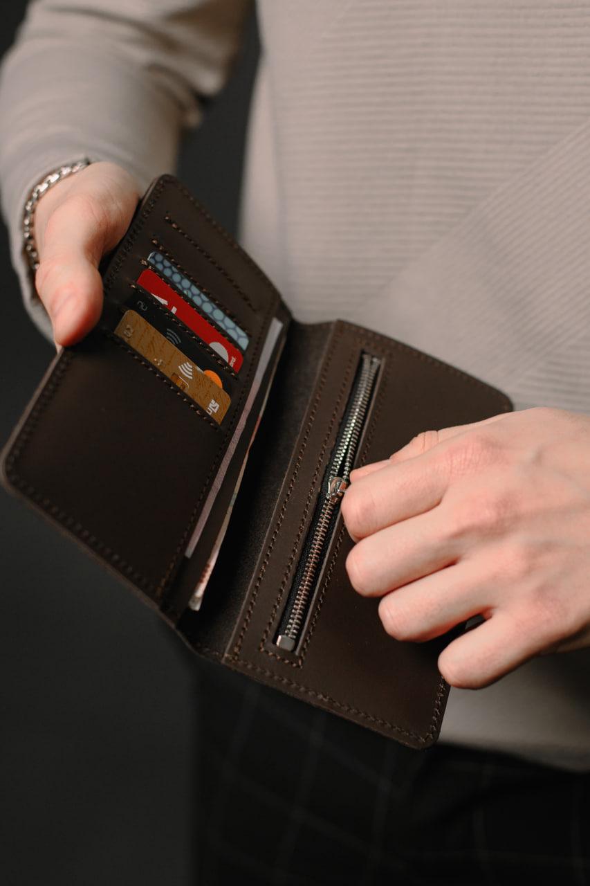 Портмоне мужское из натуральной кожи Коричневый (SR005) - фото 7 Портмоне мужское из натуральной кожи Коричневый (SR005) - фото 7