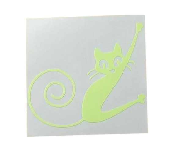 Наклейка фосфорная Кот 10x10 см Салатовый (N126)