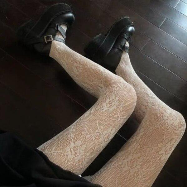 Колготки женские в сетку с принтом Белый (00190) - фото 3 Колготки женские в сетку с принтом Белый (00190) - фото 3