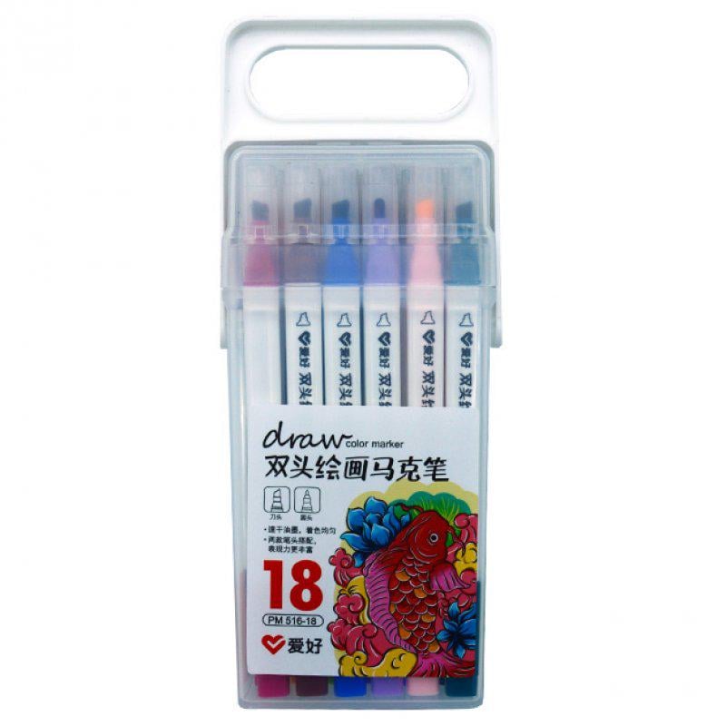 Маркер для творчества двойной AIHAO 18 цветов (MAH-AH516-18)