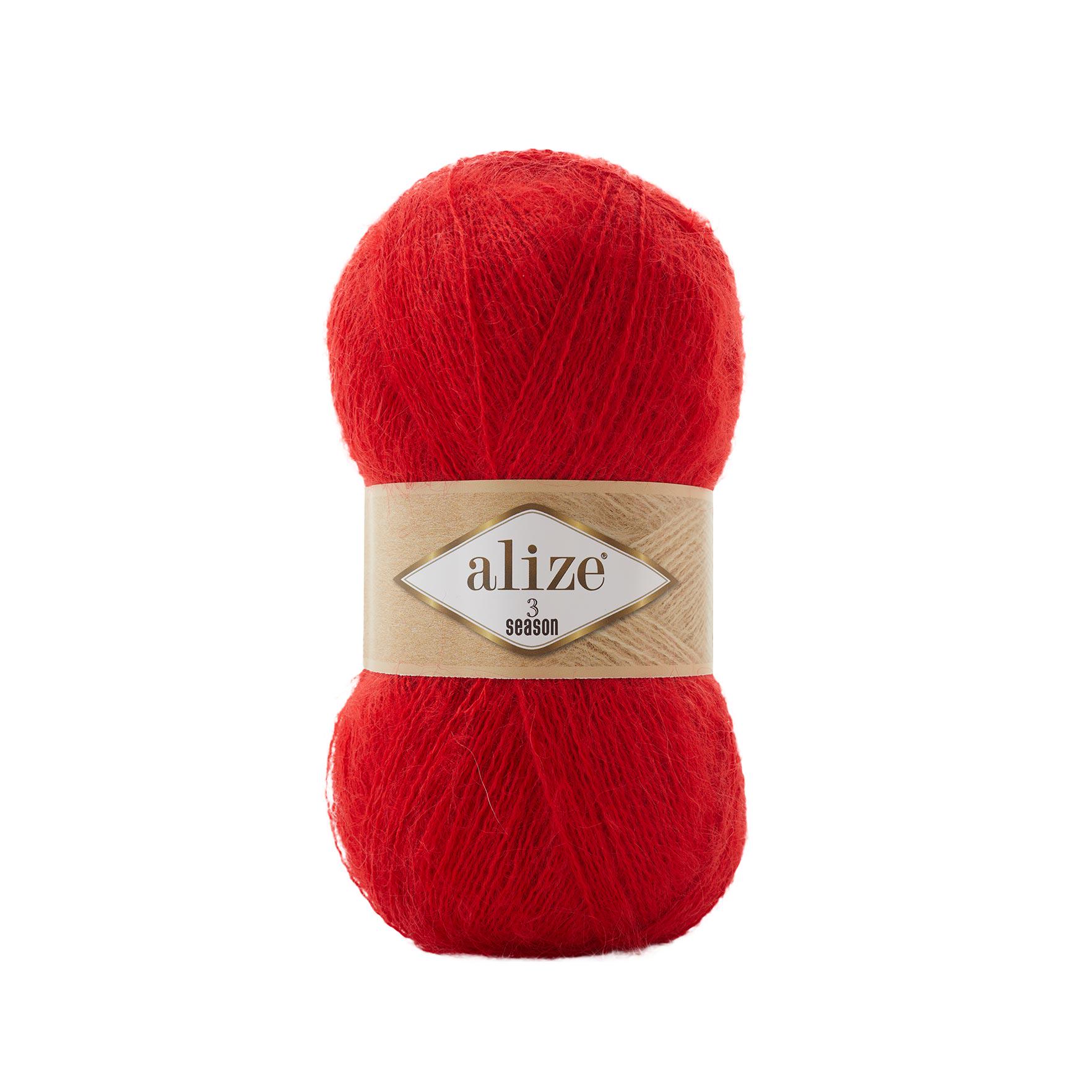 Пряжа Alize 3 season 56 красный (3973)