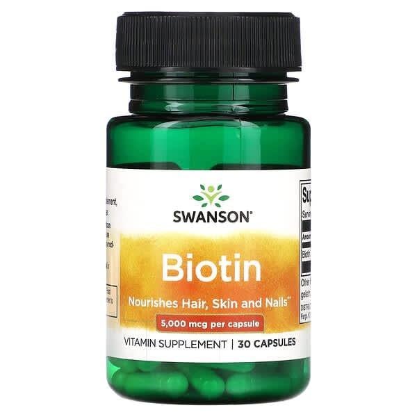 Биотин Swanson Biotin 5000 мкг для роста волос 30 капс. (2231301409)