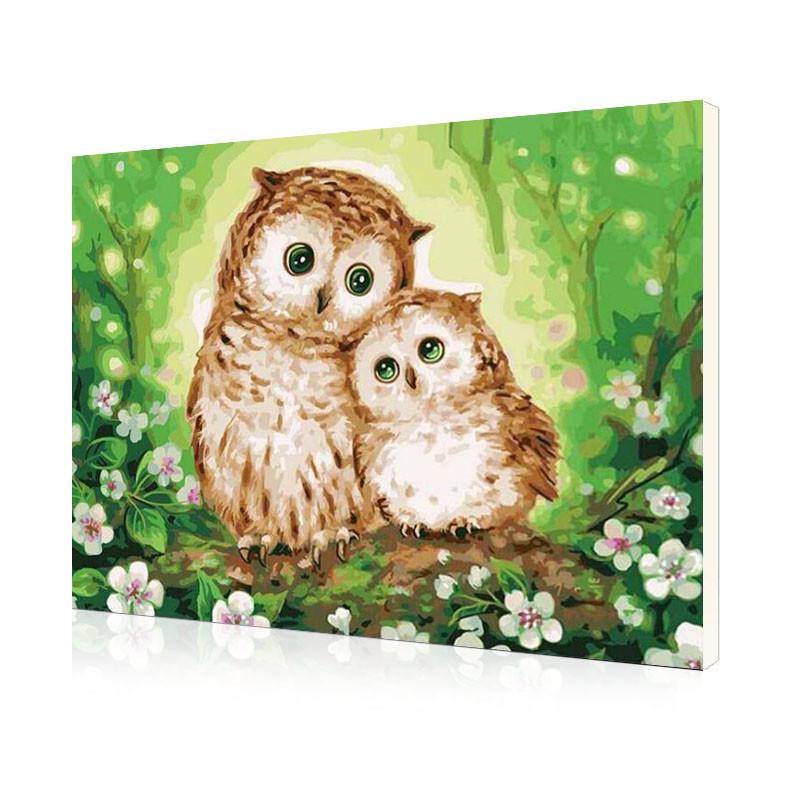Картина за номерами Lesko DIY PH9318 "Милі совушки"