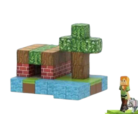 Конструктор дитячий магнітний Minecraft Маленький ліс 48 будівельних блоків і 2 фігурки (2569637342)