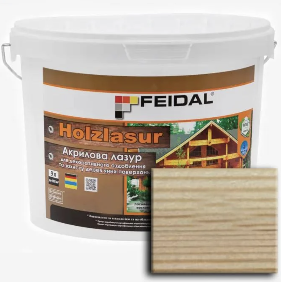 Лазурь акриловая Feidal Holzlasur 9 л Бесцветный (27582064)