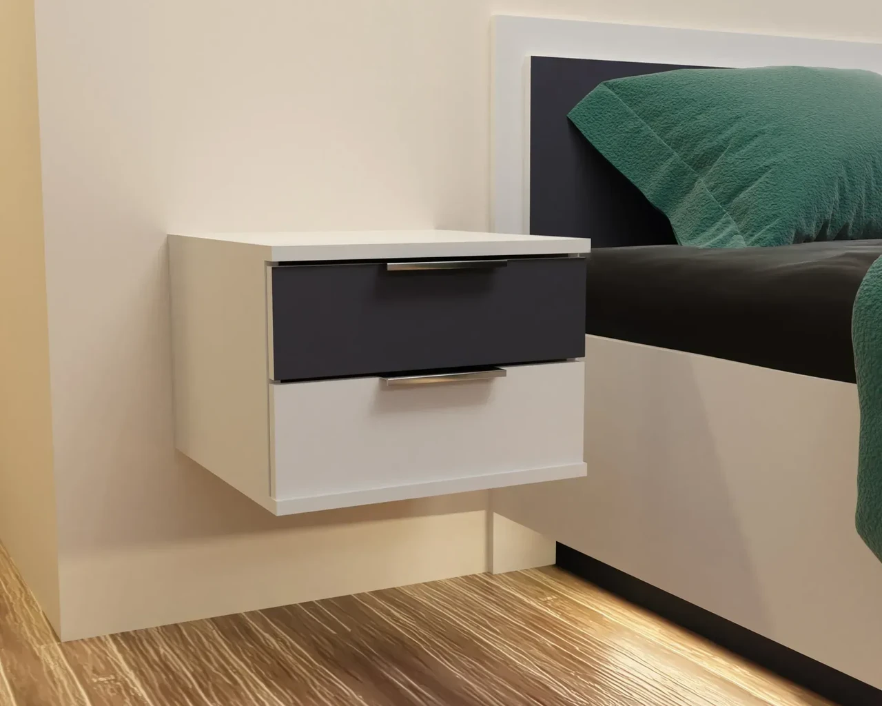 Тумба навесная прикроватная Kontinent Kristal 40х40х29 см Белый/Антрацит (59321069) - фото 1