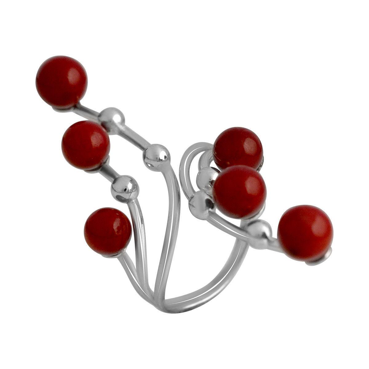 Кольцо серебряное с кораллом 7,11 г р. 16,5 (2136286)