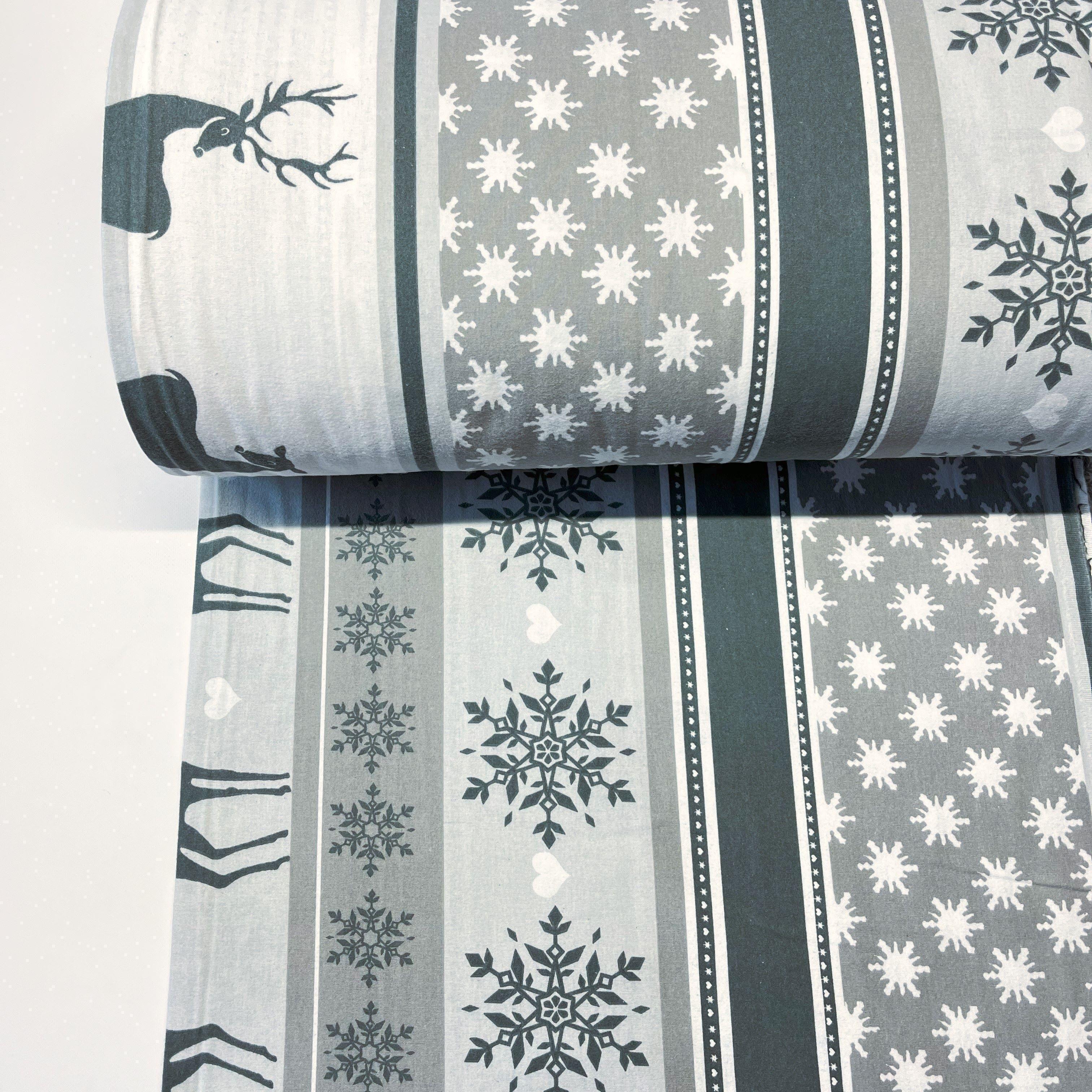 Ткань для постельного белья фланель новогодние узоры 240 см Серый (3/23342/V5Gri 02630)