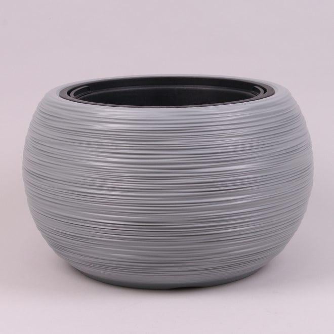 Горшок пластиковый Flora FURU BOWL з вкладом 37 см Светло-серый (92397)