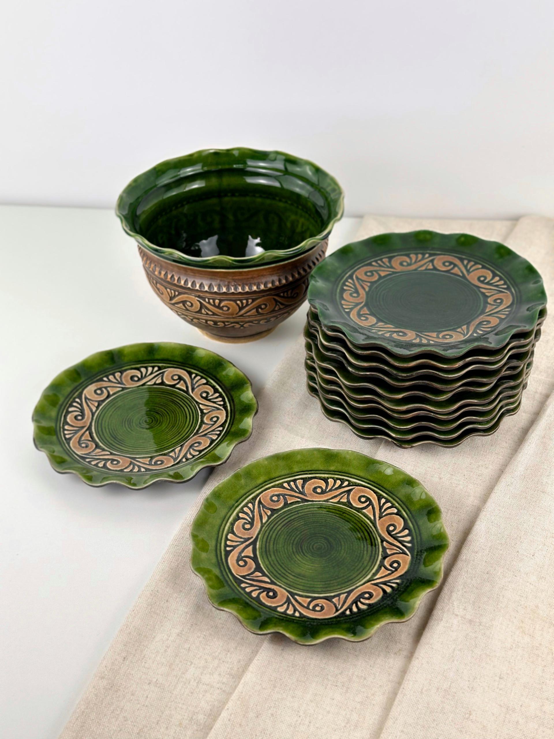 Набор рождественской керамической посуды Шляхтянский для угла на 12 человек Коричневый (7019-39) - фото 3