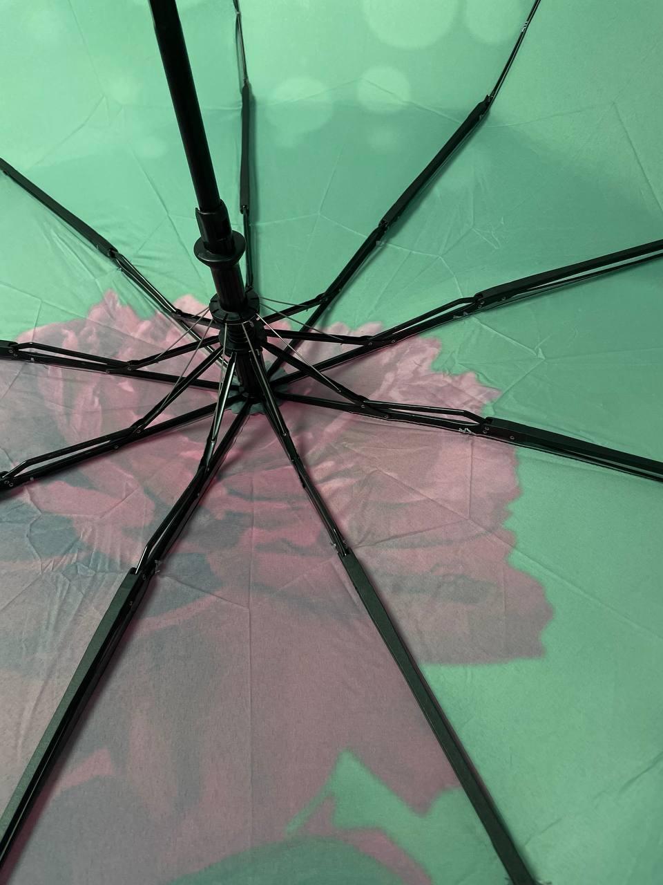 Парасолька автоматична жіноча Flagman з квітковим принтом 9 спиць антивітер Зелений (159/2) - фото 4 Парасолька автоматична жіноча Flagman з квітковим принтом 9 спиць антивітер Зелений (159/2) - фото 4