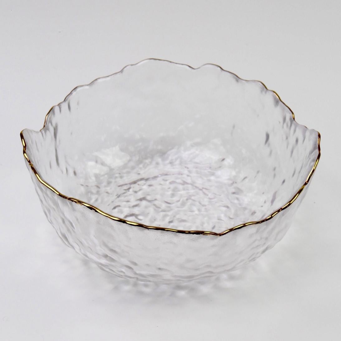 Салатник скляний Ice з золотистим обідком 700 мл 17 см (00000010192)