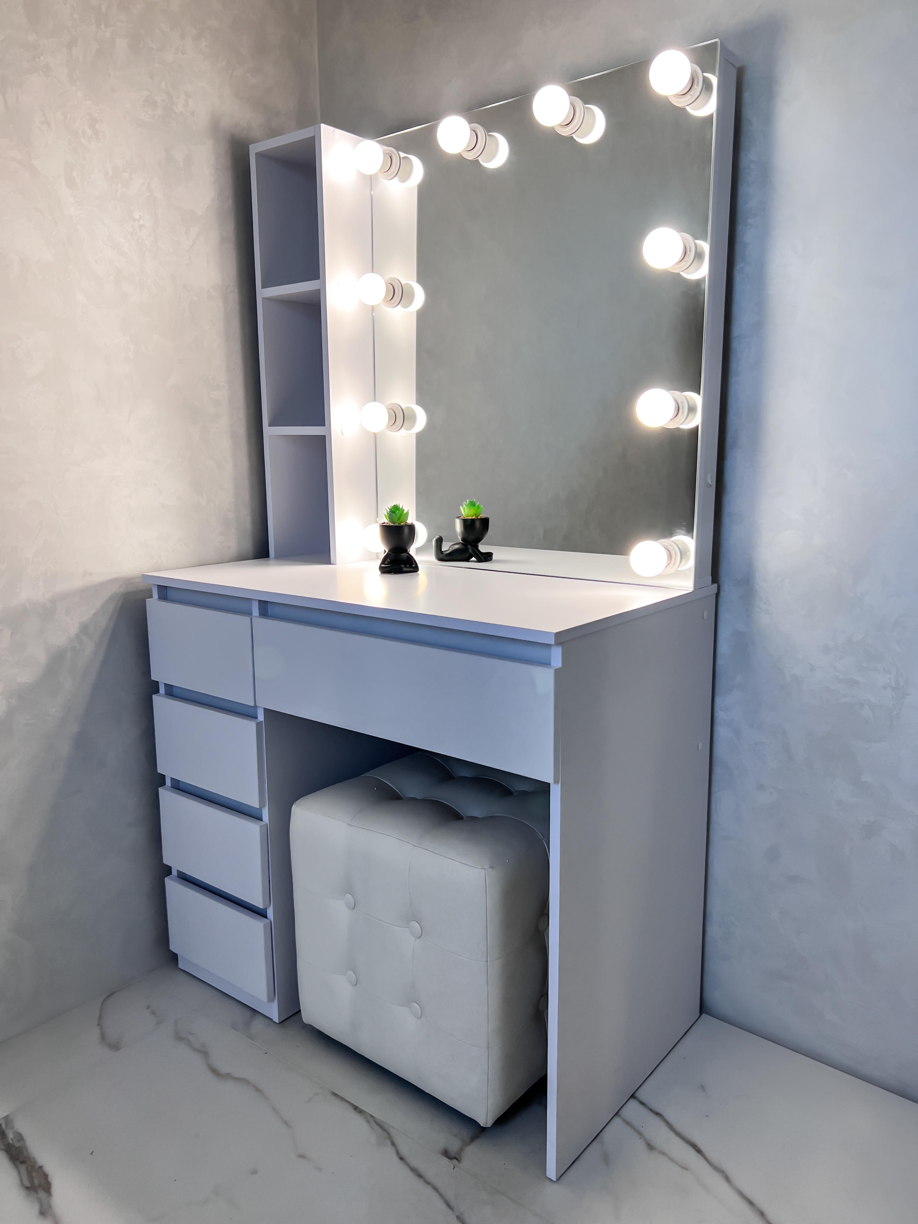 Туалетний столик STPPB з лампочками 900x500x1600 мм Білий