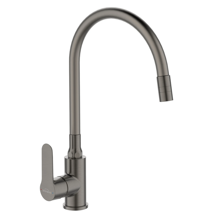 Змішувач для кухні Invena Ksanti із гнучким виливом Графітовий (BZ-37-005/25307499)