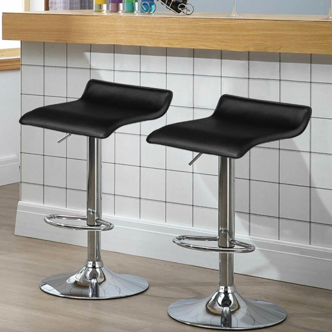 Комплект барных стульев Costway Forse экокожа с подставкой для ног Черный (5238)
