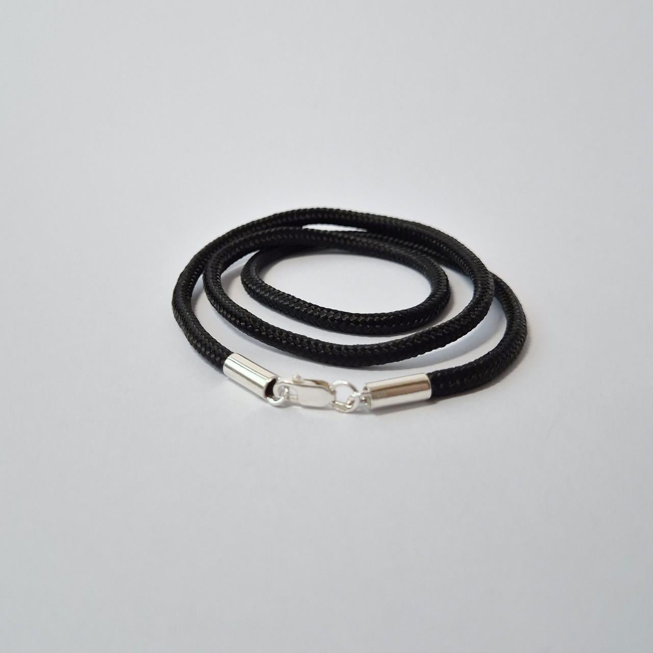 Шнурок на шею Милан застежка серебро 925 пробы 3 мм 50 см Черный (1457ш 50)