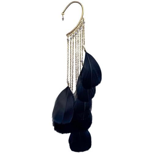 Кафф с подвесками и перьями Seta Decor (25-6GL-BLK)