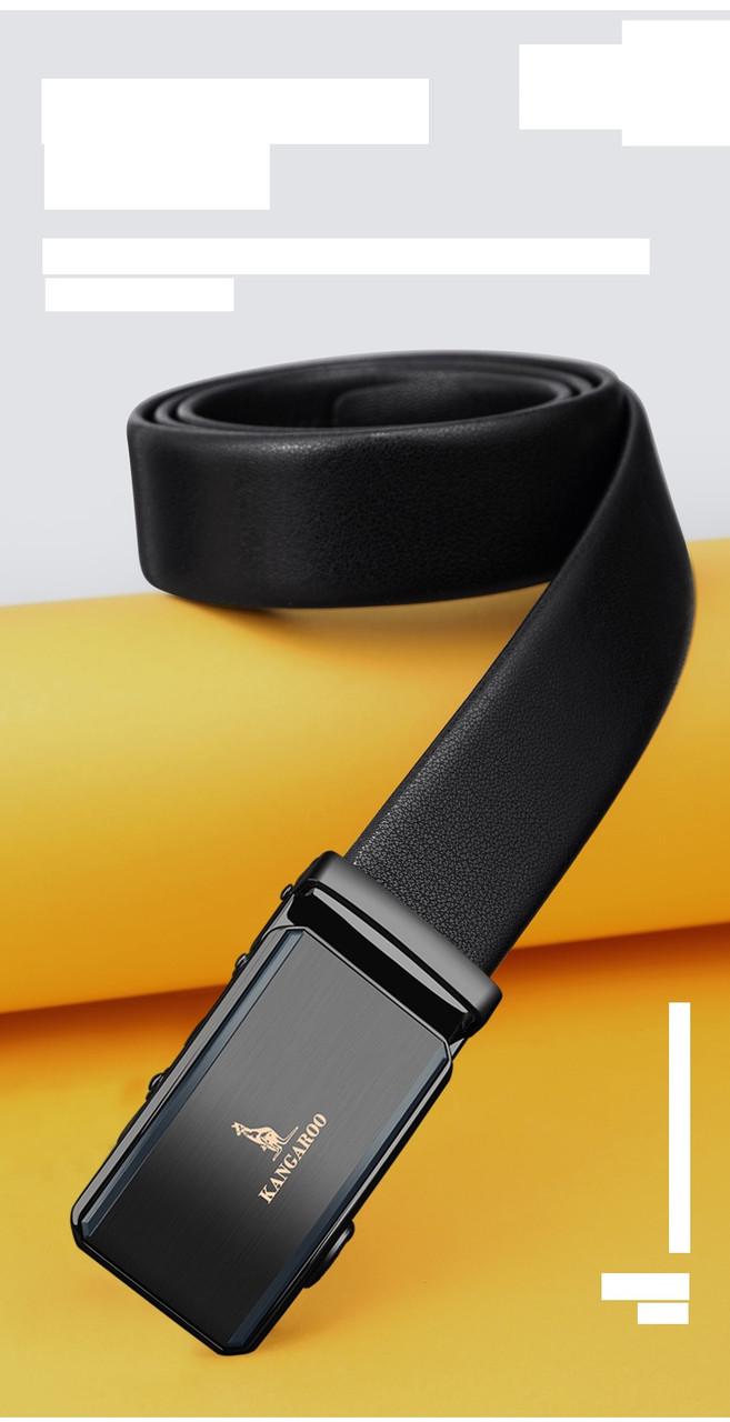 Ремінь шкіряний Kangaroo з автоматичною пряжкою Чорний
