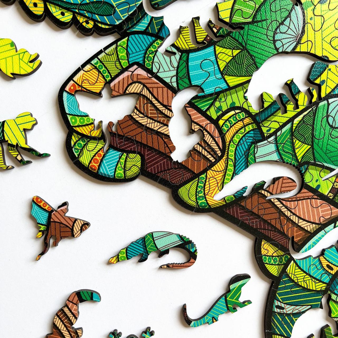 Пазл дерев'яний фігурний THEGRAVIX Серія тварини Хамелеон 450 деталей - фото 7 Пазл дерев'яний фігурний THEGRAVIX Серія тварини Хамелеон 450 деталей - фото 7