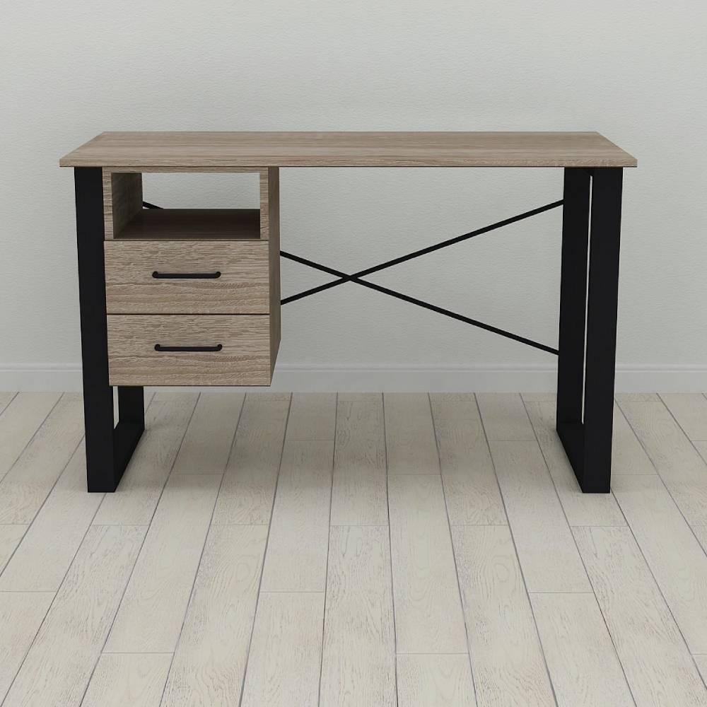 Письмовий стіл із ящиками Ferrum-decor Оскар метал/ДСП 16 мм 750x1200x700 мм Чорний/Дуб Сонома Трюфель (FRD-103259) - фото 3 Письмовий стіл із ящиками Ferrum-decor Оскар метал/ДСП 16 мм 750x1200x700 мм Чорний/Дуб Сонома Трюфель (FRD-103259) - фото 3