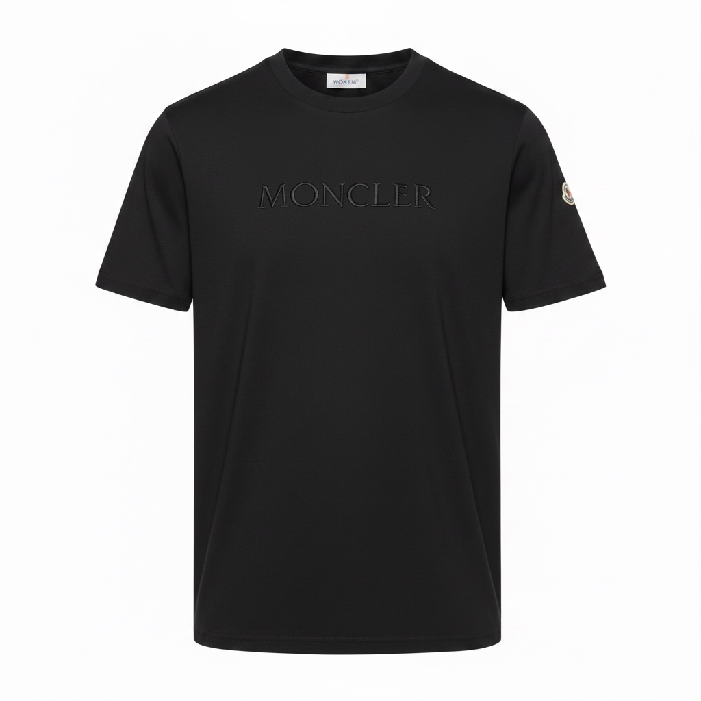 Футболка мужская в стиле MONCLER Embroidered Tonal Logo Cotton T-Shirt L Черный (MC12001.2L)