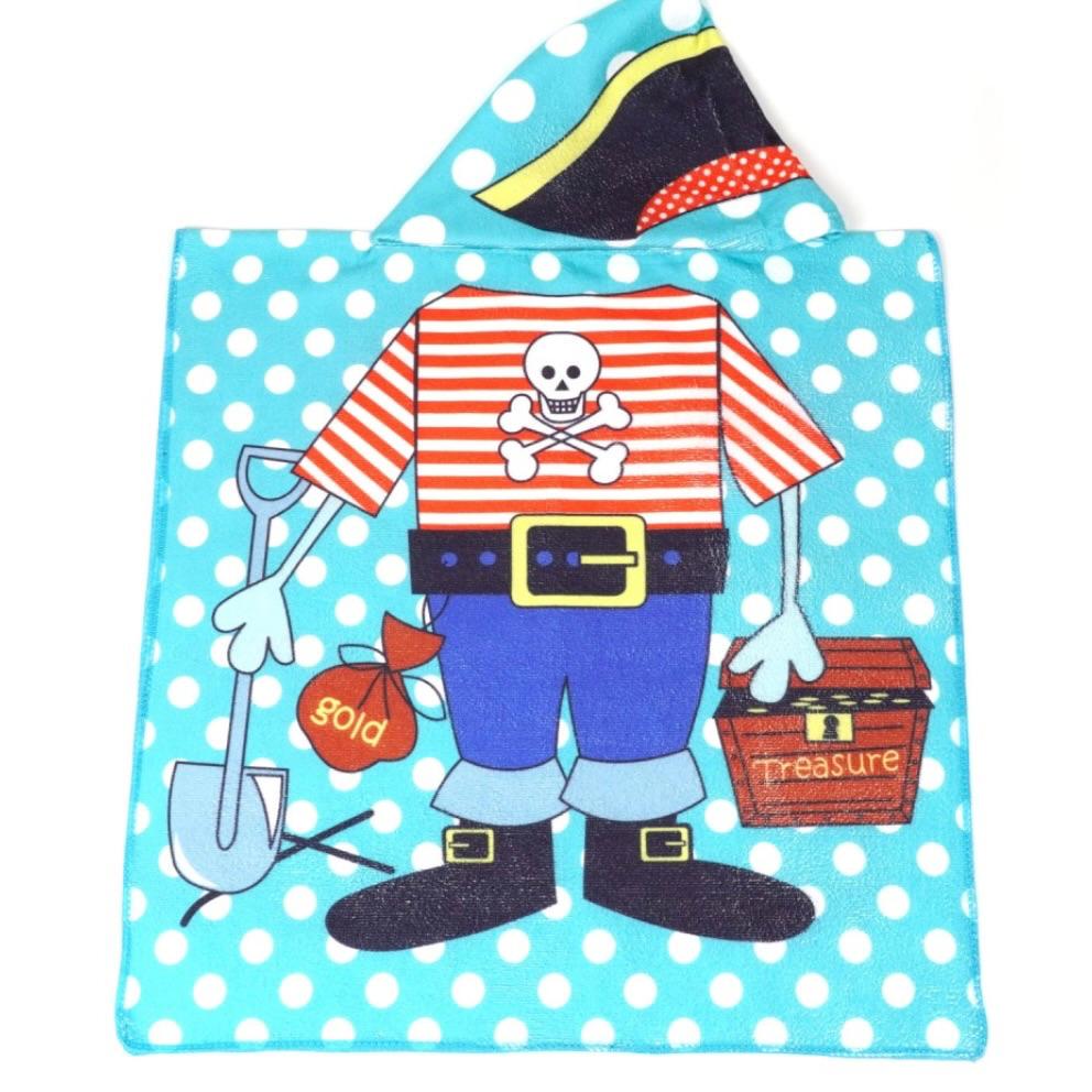 Пончо-полотенце детское с рисунком с капюшоном микрофибра 60x60 см Голубой (пончо-8)