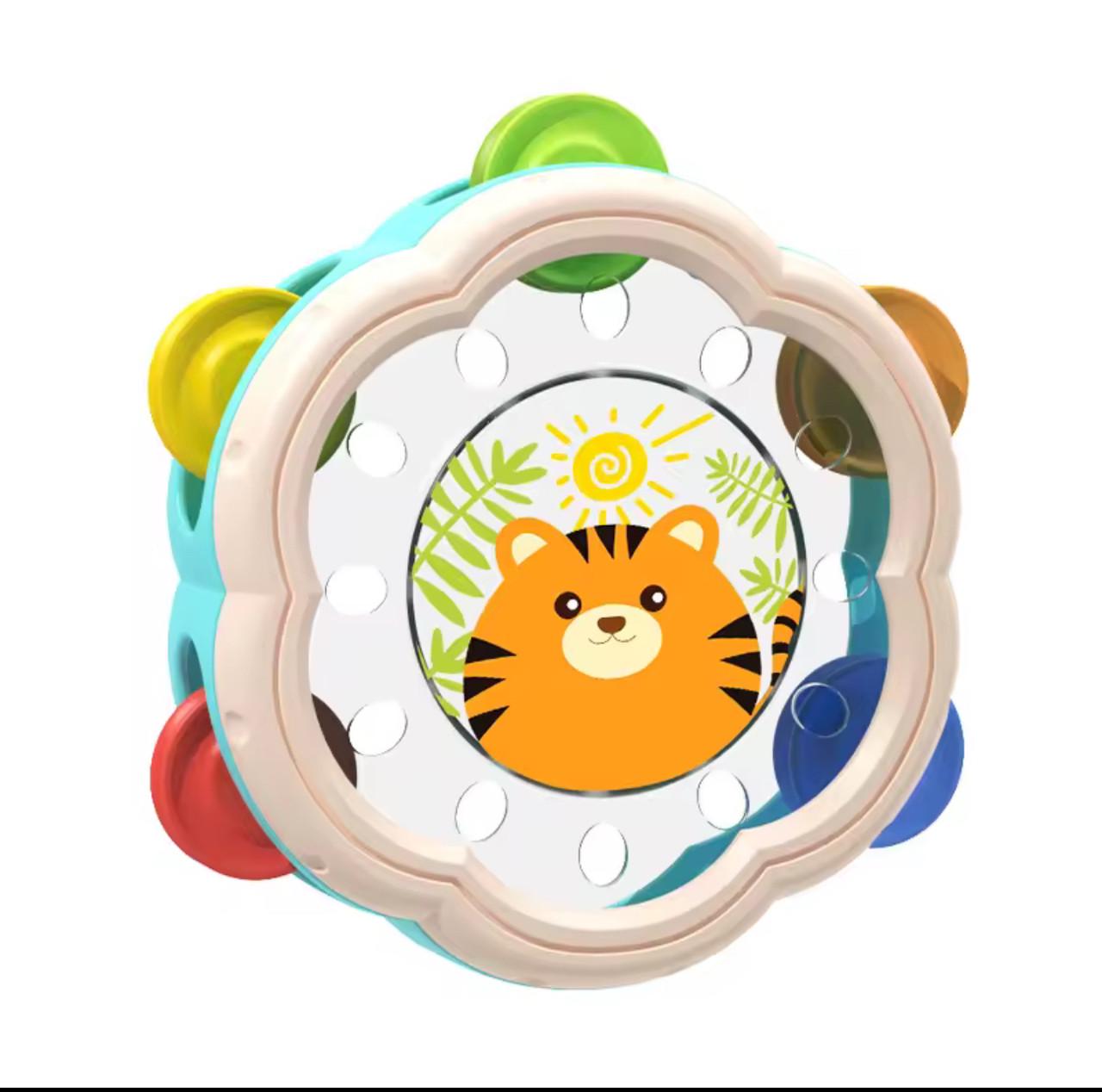 Дитячий бубон з дзвіночками та малюнком тигреня 17 см (74)