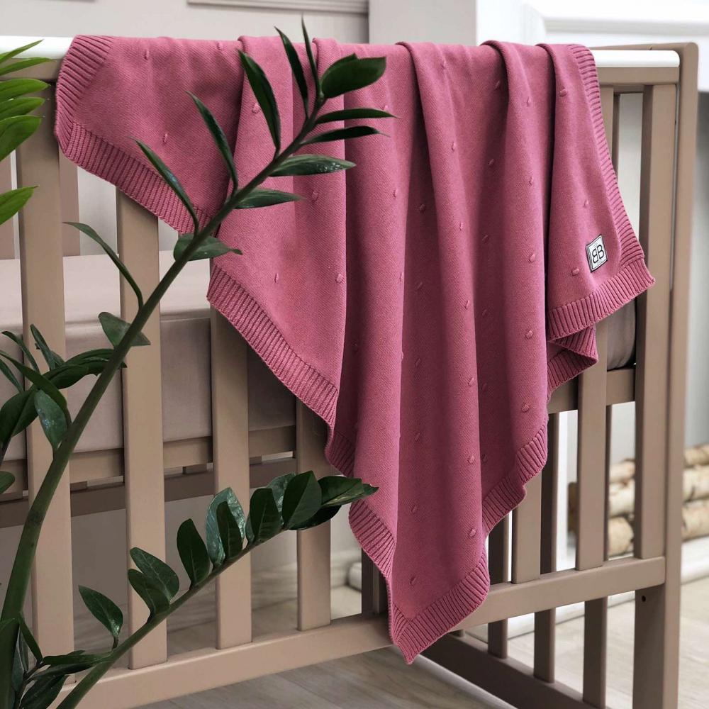 Плед детский Узелок BB вязаный хлопок Ягодный