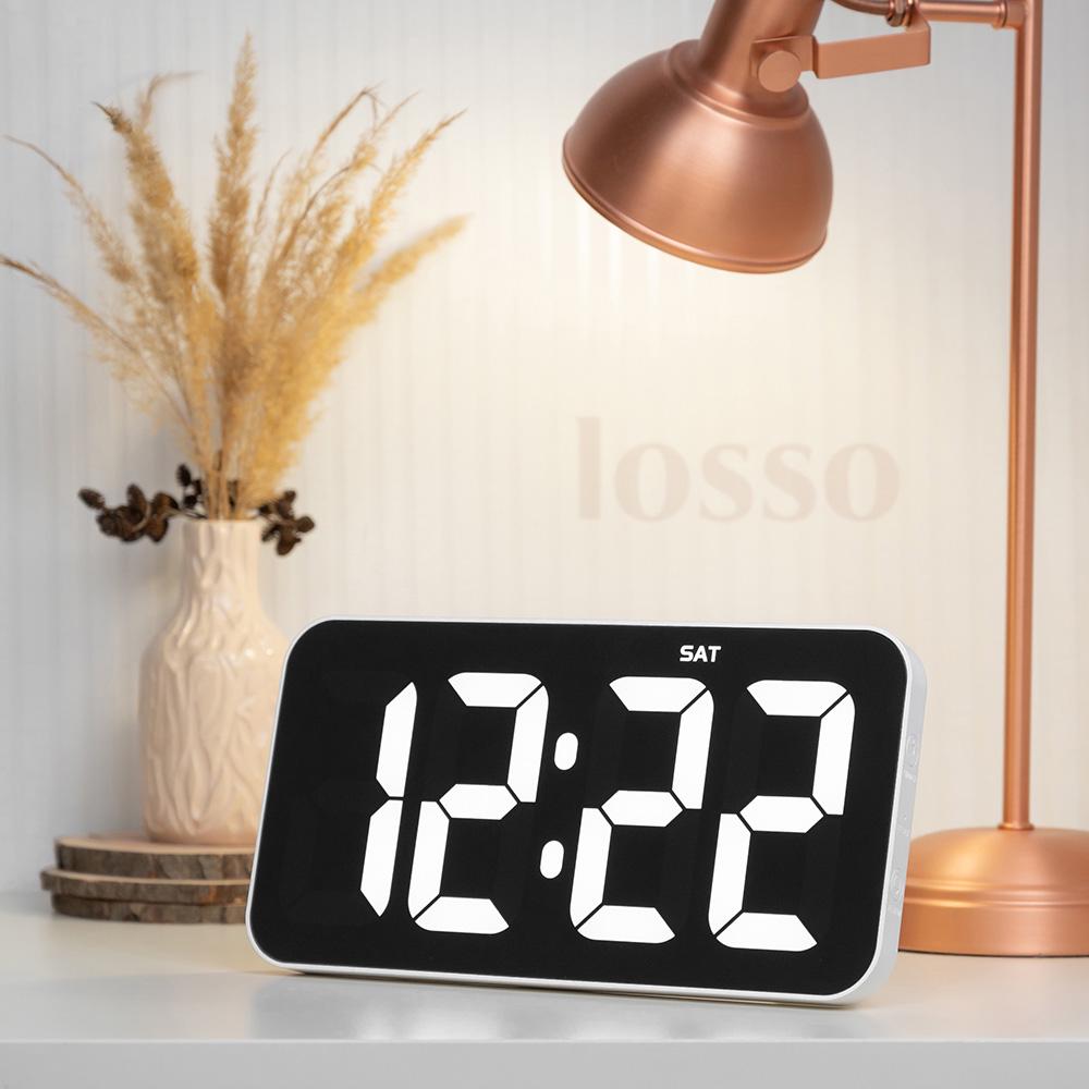 Часы настенные электронные LOSSO Premium W-500 с LED подсветкой Белый (369505101) - фото 4