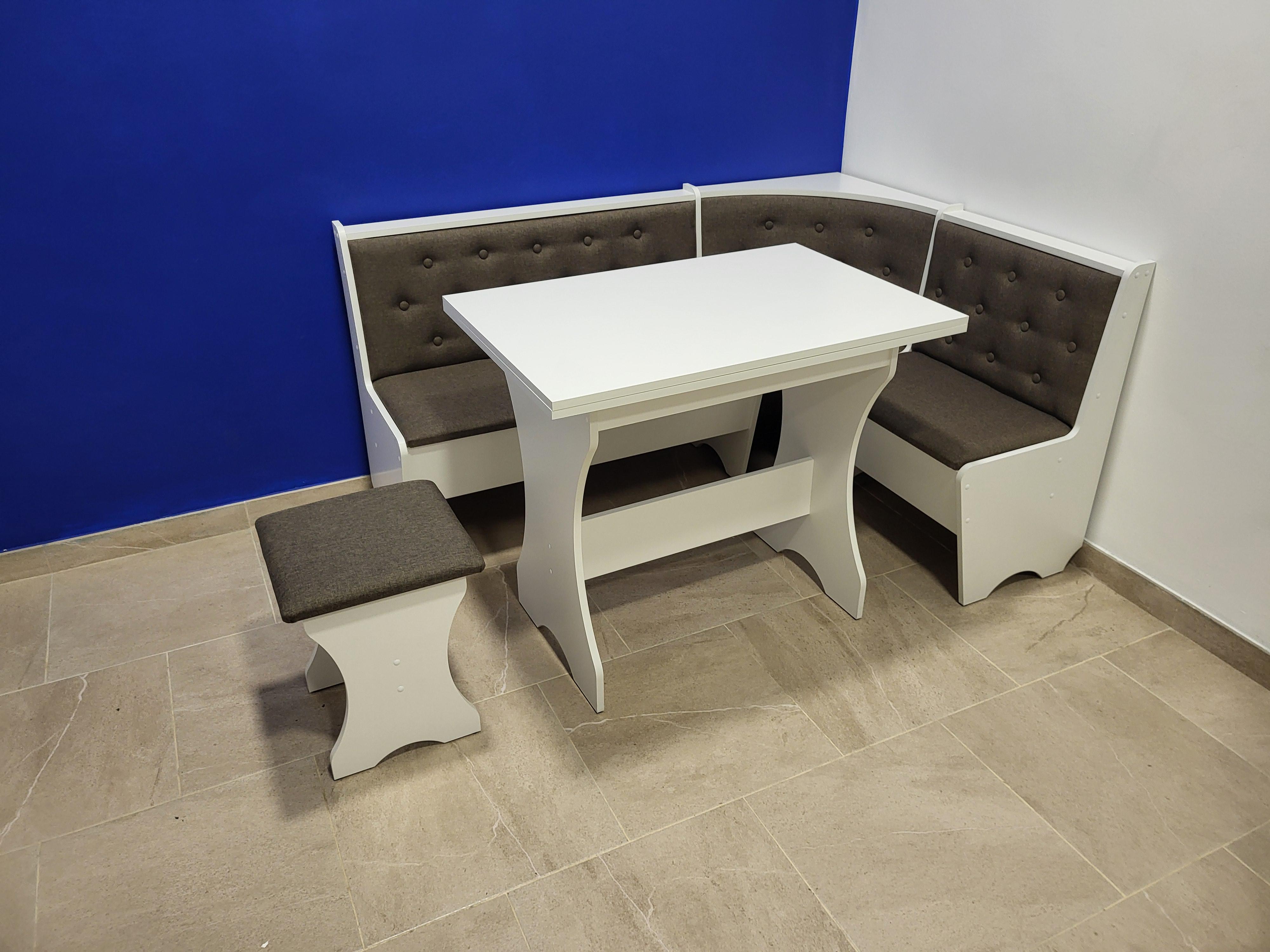 Кухонный уголок Семейный с раскладным столом и табуретом 113,5х153,5 см Белый/Дорандо (KST-B-D) Кухонный уголок Семейный с раскладным столом и табуретом 113,5х153,5 см Белый/Дорандо (KST-B-D)