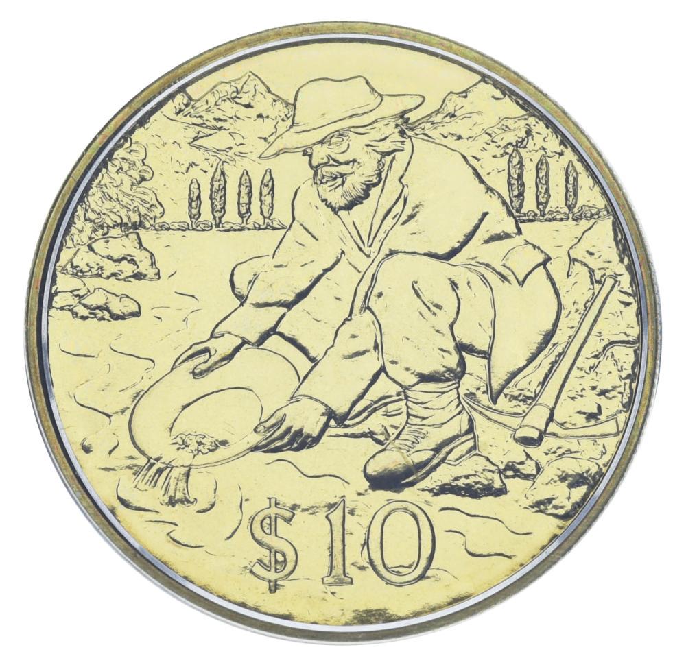 Коллекционная монета Новая Зеландия 10 долларов 1995 UNC Золотая лихорадка в Новой Зеландии (М22194)