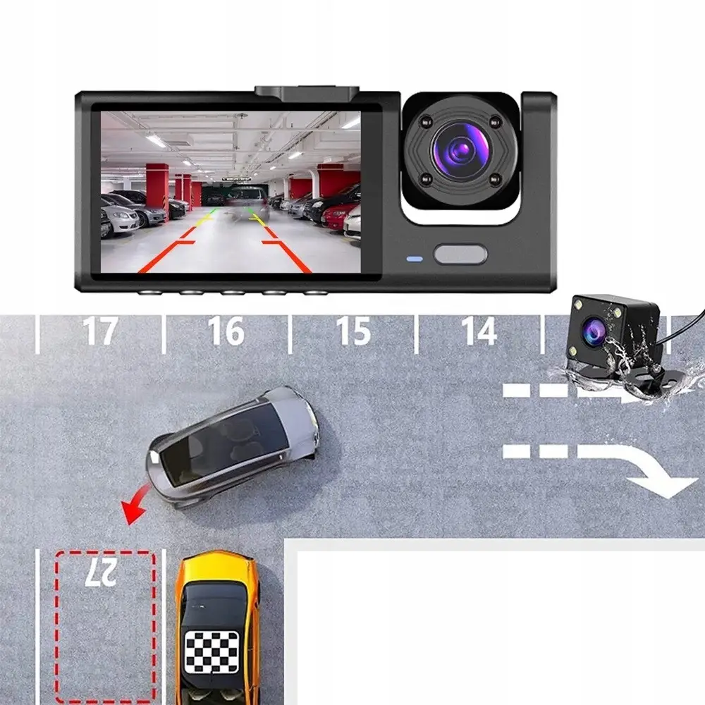 Видеорегистратор автомобильный с дисплеем 2" и тремя камерами Full HD 1080 - фото 2 Видеорегистратор автомобильный с дисплеем 2" и тремя камерами Full HD 1080 - фото 2