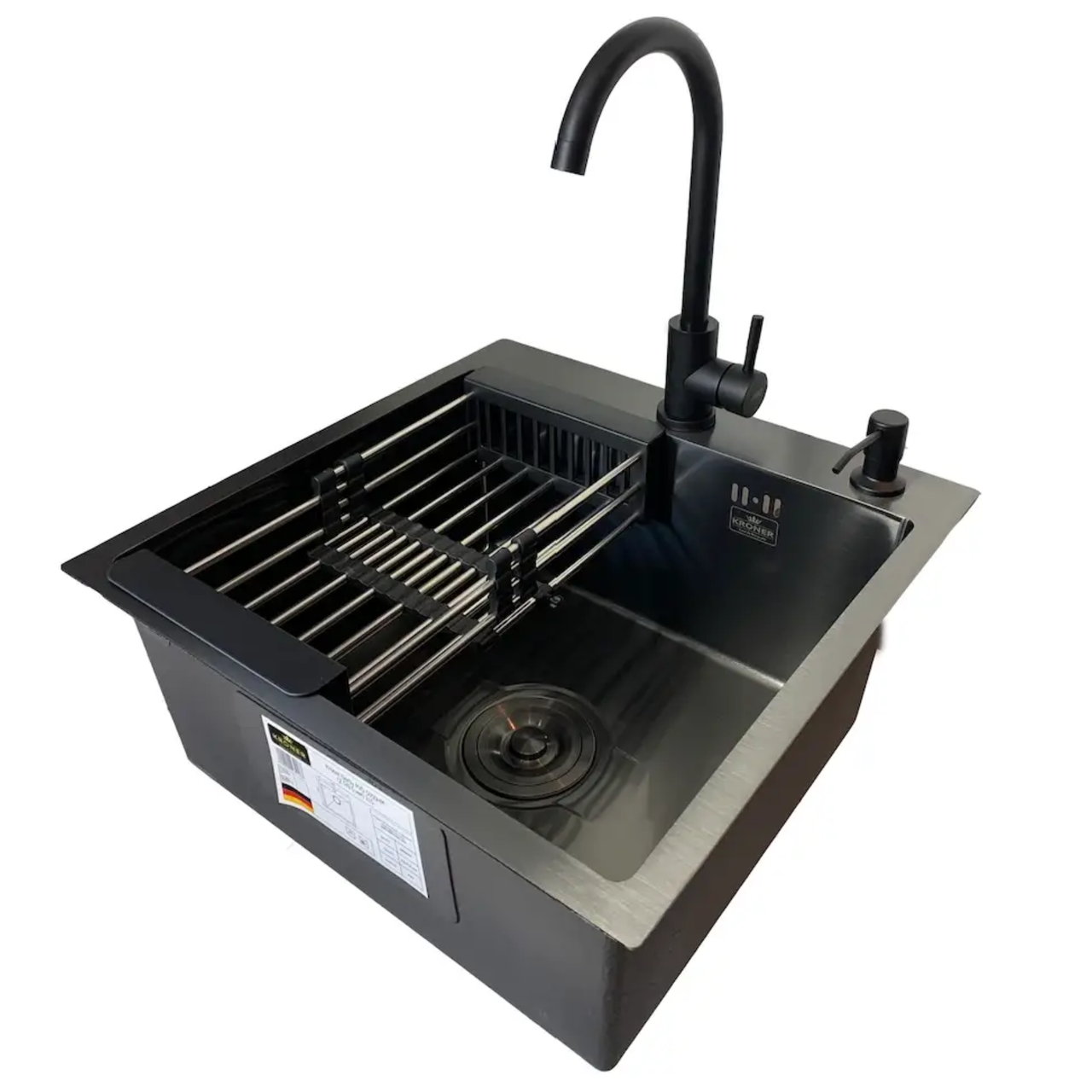 Комплект кухонної мийки Kroner KRP Schwarze PVD 50x50 см (2456492375)