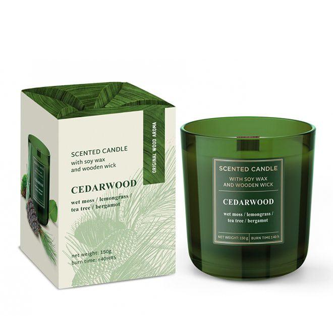 Свеча ароматическая Flora Cedarwood с деревянным фитилем (28852) Свеча ароматическая Flora Cedarwood с деревянным фитилем (28852)