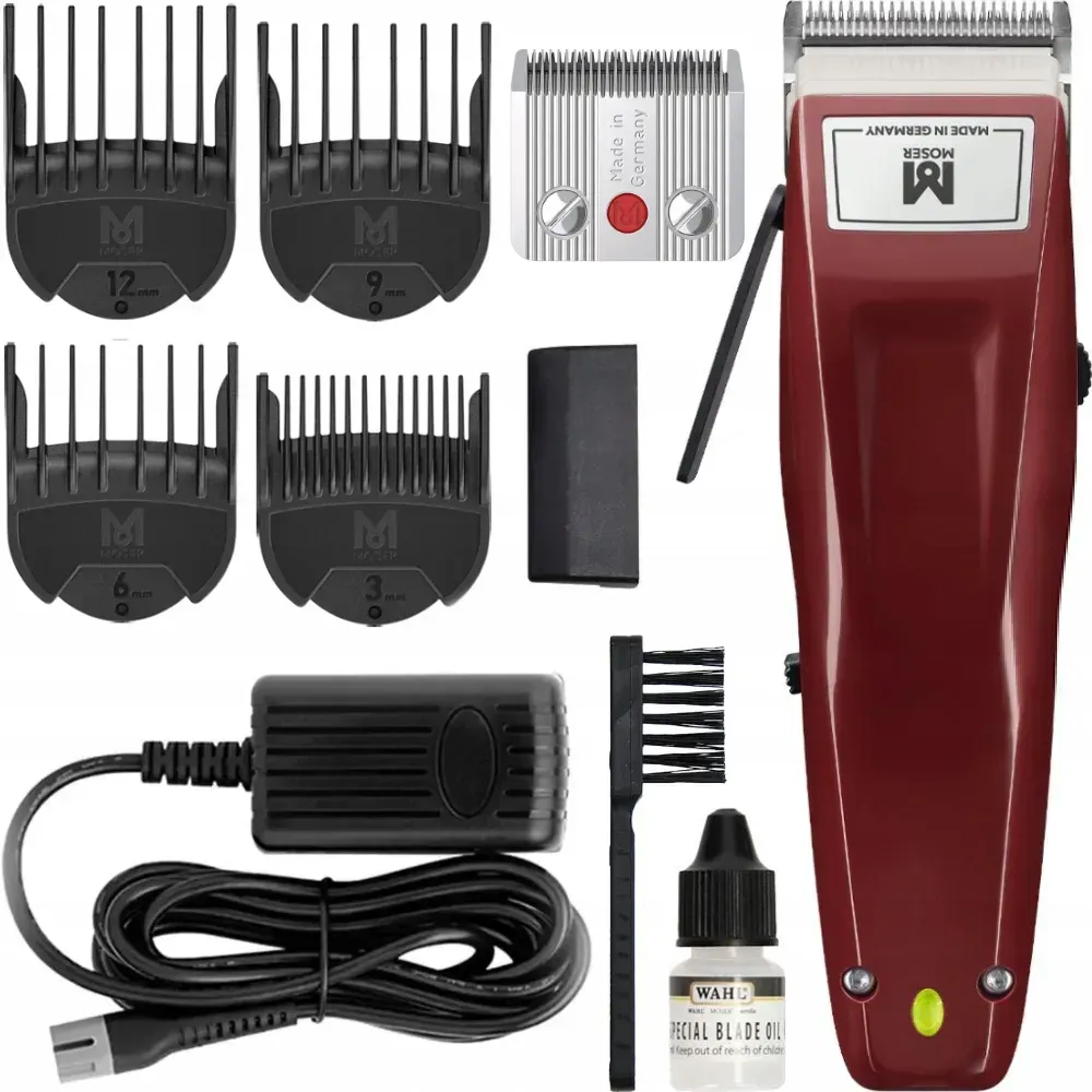 Машинка для стрижки MOSER 1400 Cordless аккумуляторная с 4 насадками Burgundy (1430-0050)