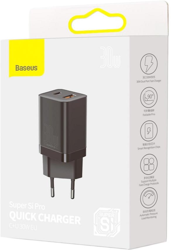 Зарядное устройство Baseus Super Si QC3.0/PD3.0 30 W 3 A Black (CCSUPP-E01) - фото 14