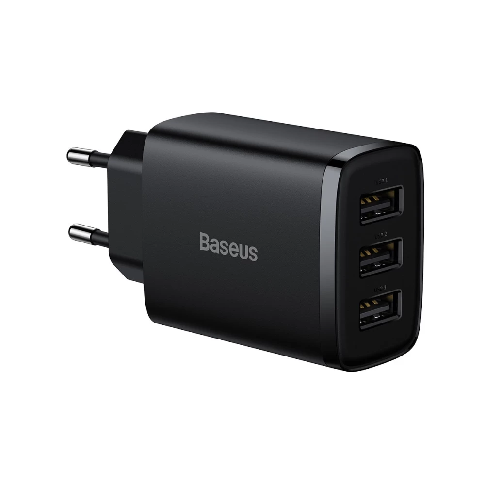 Зарядное устройство для телефона BASEUS Compact Charger 3U 17W EU Black (19149)