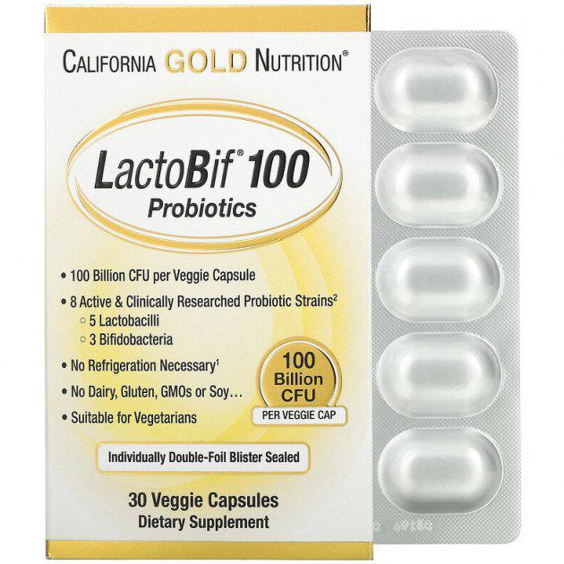 Пробиотики California Gold Nutrition LactoBif 100 млрд КОЕ 30 капсул (CGN-01053)