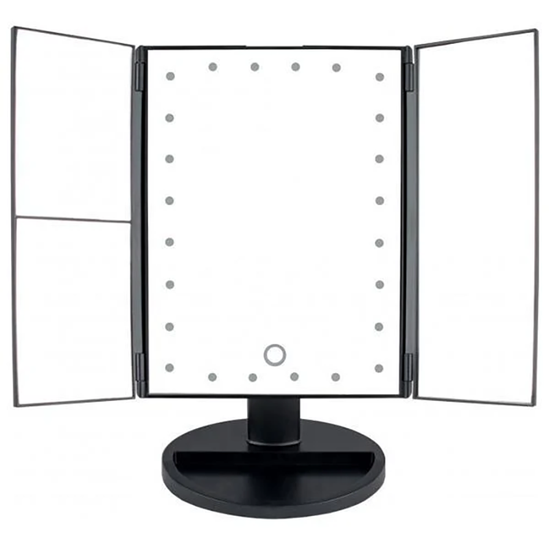 Зеркало для макияжа складное Mirror 6825 3в1 LED-подсветка Black (tf6825)